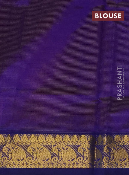 Silk cotton saree peach shade and blue with allover vairaosi pattern and zari woven border