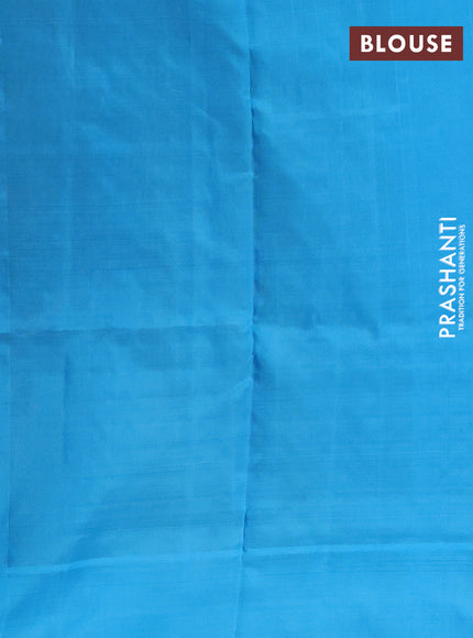 Venkatagiri silk saree maroon and light blue with silver zari woven buttas and simple border