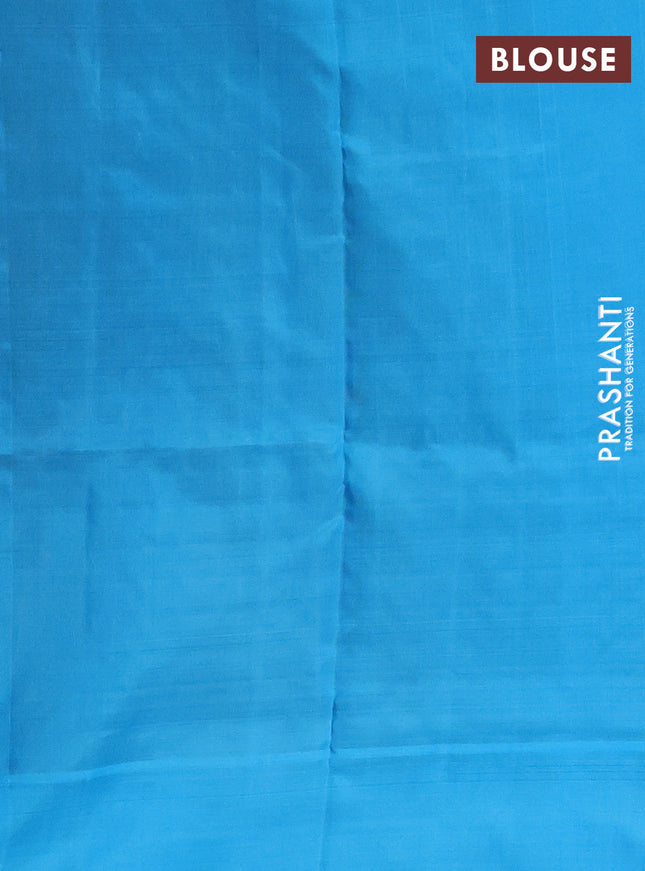 Venkatagiri silk saree maroon and light blue with silver zari woven buttas and simple border