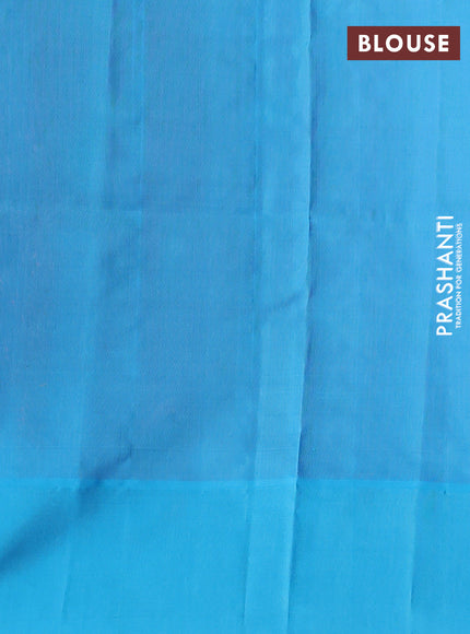 Venkatagiri silk saree dual shade of pink and light blue with silver zari woven buttas and simple border