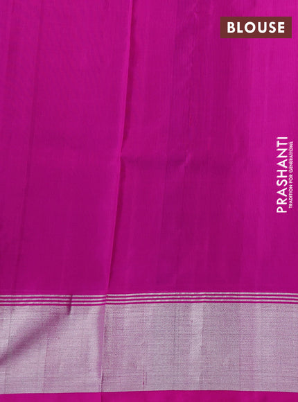 Venkatagiri silk saree blue and pink with silver zari woven buttas and silver zari woven border