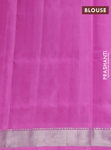 Venkatagiri silk saree light pink with silver zari woven floral buttas and silver zari woven border
