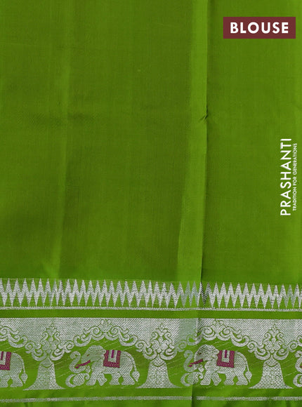 Venkatagiri silk saree pink and light green with silver zari woven buttas and silver zari woven border