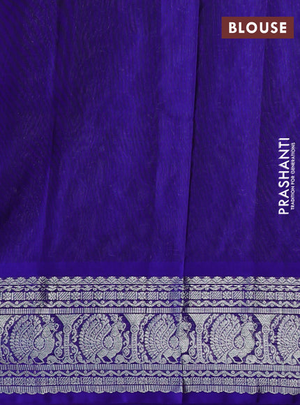 Venkatagiri silk saree blue with silver zari woven buttas and silver zari woven border