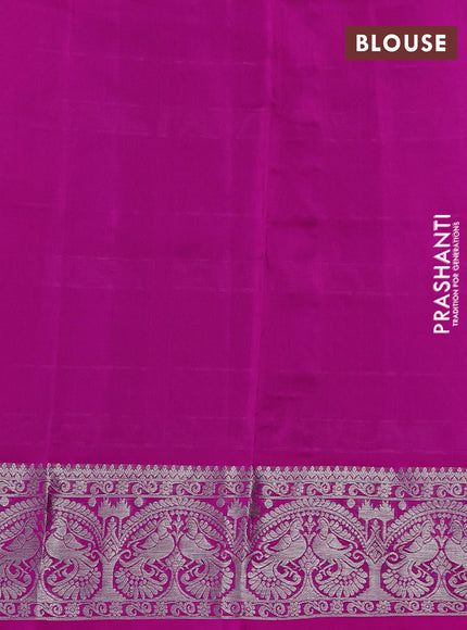 Venkatagiri silk saree pastel lavender and pink with silver zari checks & buttas and silver zari woven border