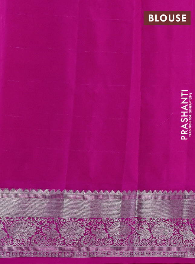Venkatagiri silk saree red and pink with silver zari checks & buttas and silver zari woven border