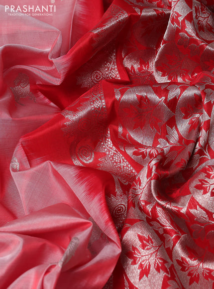 Venkatagiri silk saree red shade with silver zari woven buttas and silver zari woven border