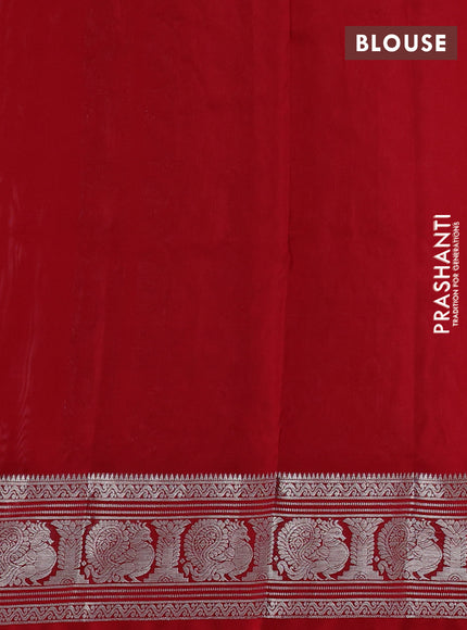 Venkatagiri silk saree red shade with silver zari woven buttas and silver zari woven border