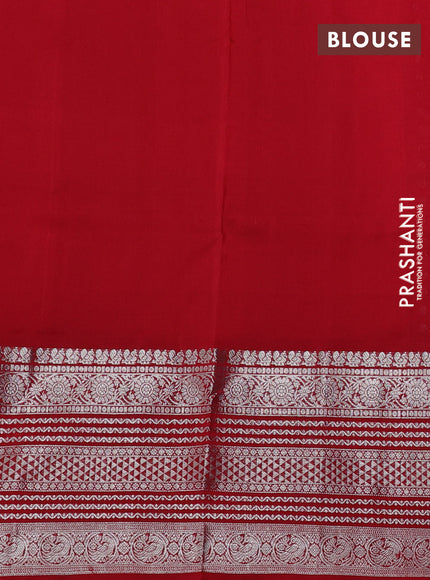 Venkatagiri silk saree red with allover silver zari woven butta weaves and long silver zari woven border