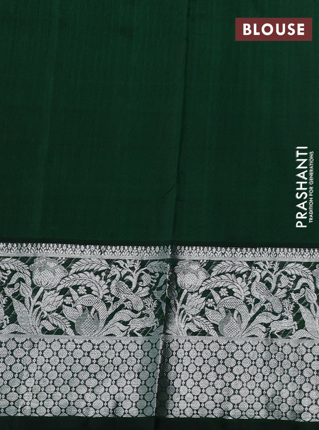 Venkatagiri silk saree green with silver & gold zari woven floral buttas and long silver zari woven border