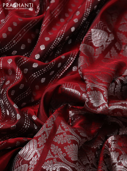 Venkatagiri silk saree maroon with allover silver zari woven butta weaves and long silver zari woven border