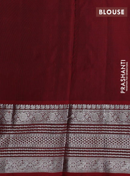 Venkatagiri silk saree maroon with allover silver zari woven butta weaves and long silver zari woven border