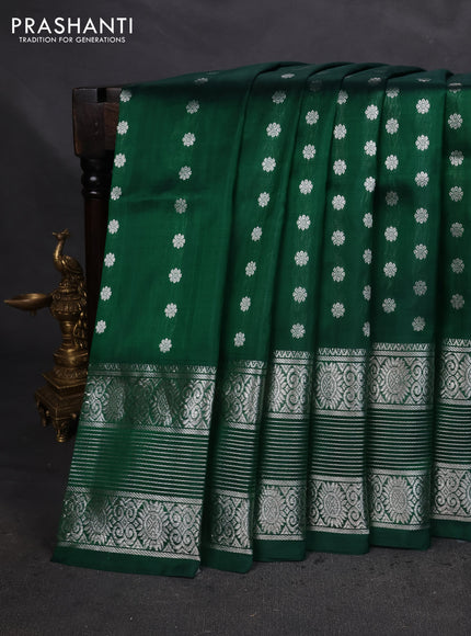 Venkatagiri silk saree green with allover silver zari woven buttas and long silver zari woven border