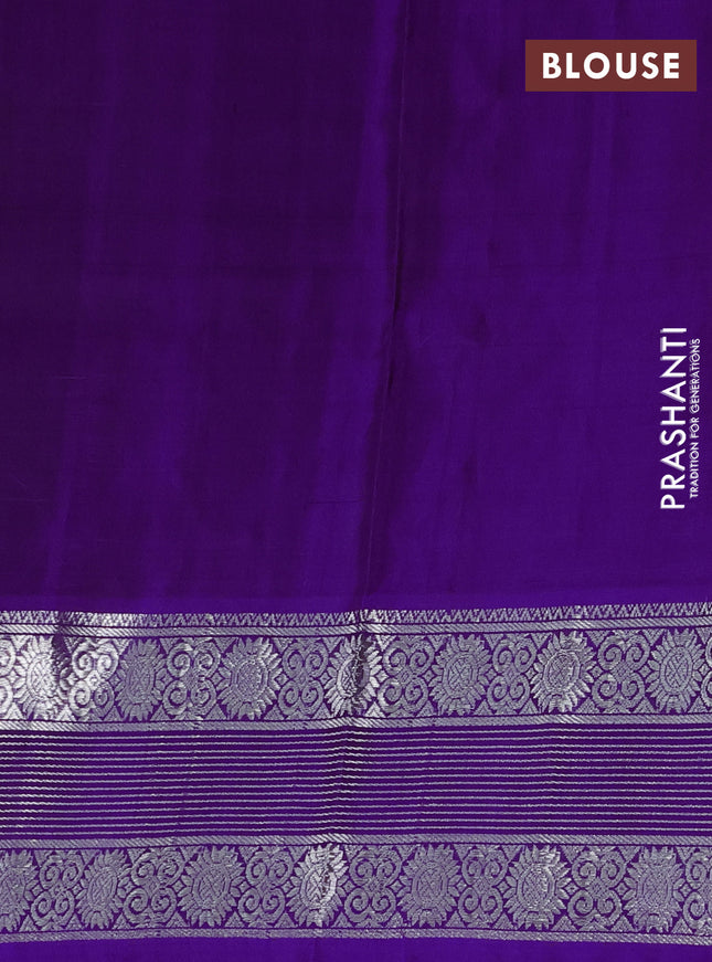 Venkatagiri silk saree purple with allover silver zari woven buttas and long silver zari woven border
