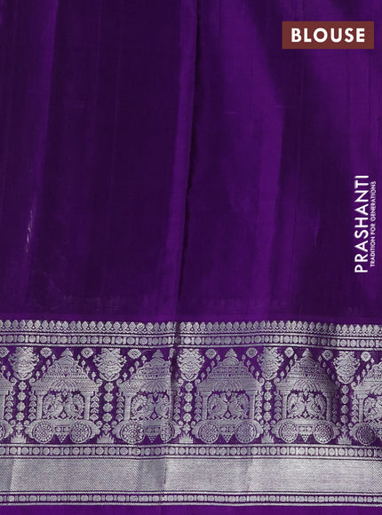 Venkatagiri silk saree violet with silver zari woven buttas and long silver zari woven border