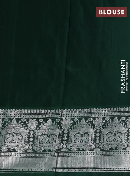 Venkatagiri silk saree green with silver zari woven buttas and long silver zari woven border