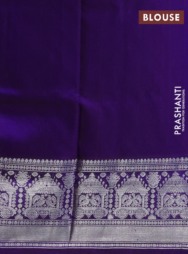 Venkatagiri silk saree blue with silver zari woven buttas and long silver zari woven border