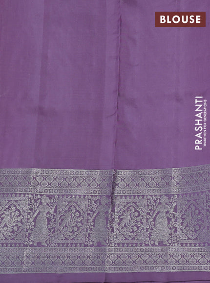 Venkatagiri silk saree pastel lavender with allover silver zari checks & buttas and long silver zari woven border