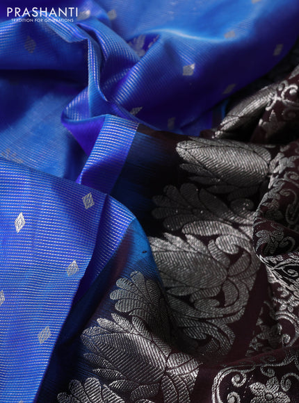 Venkatagiri silk saree cs blue and blue with allover silver zari weaves & buttas and long silver zari woven border