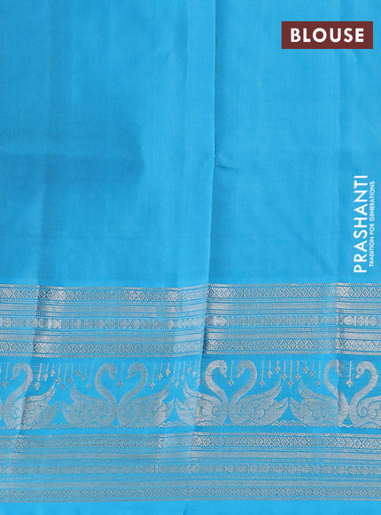 Venkatagiri silk saree purple and cs blue with allover silver zari weaves & buttas and long silver zari woven border