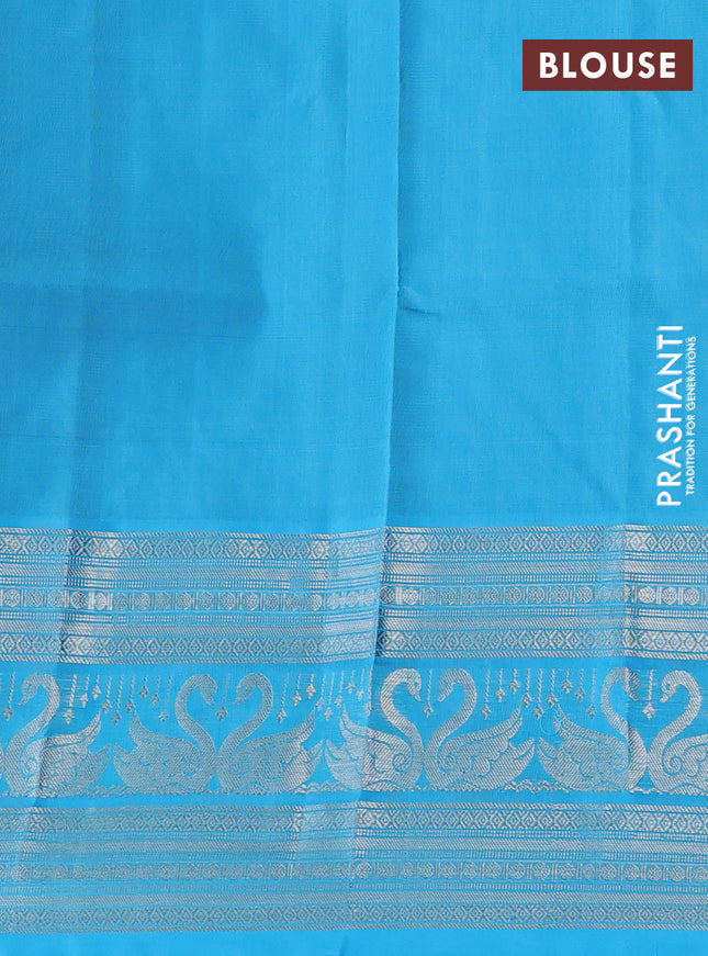 Venkatagiri silk saree purple and cs blue with allover silver zari weaves & buttas and long silver zari woven border