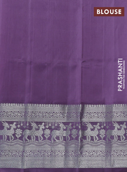 Venkatagiri silk saree lavender with silver zari woven buttas and long silver zari woven border