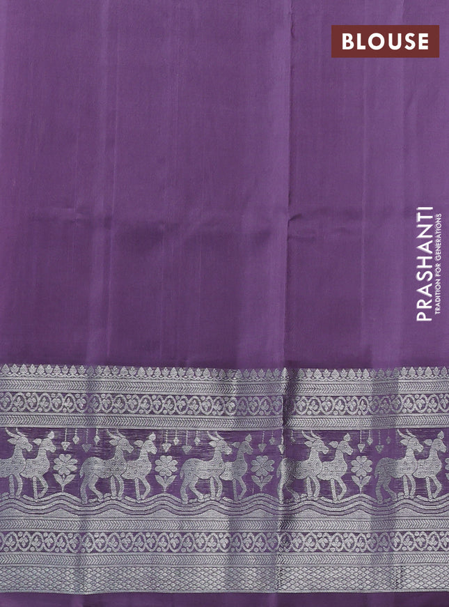 Venkatagiri silk saree lavender with silver zari woven buttas and long silver zari woven border