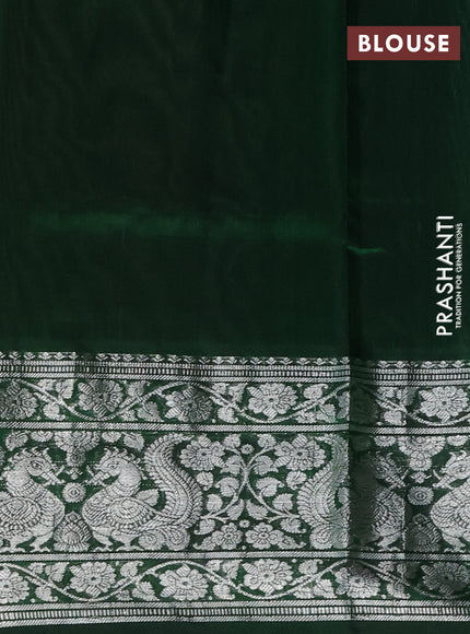Venkatagiri silk saree green with allover silver zari checks & buttas and long silver zari woven border