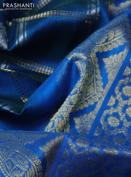 Venkatagiri silk saree cs blue with allover silver zari checks & buttas and zari woven border