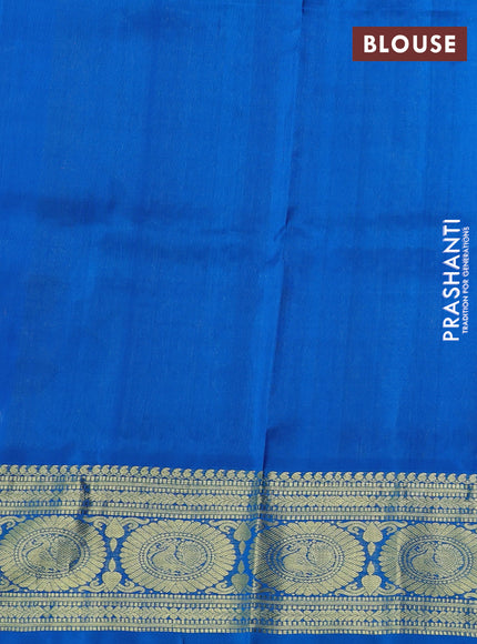Venkatagiri silk saree cs blue with allover silver zari checks & buttas and zari woven border