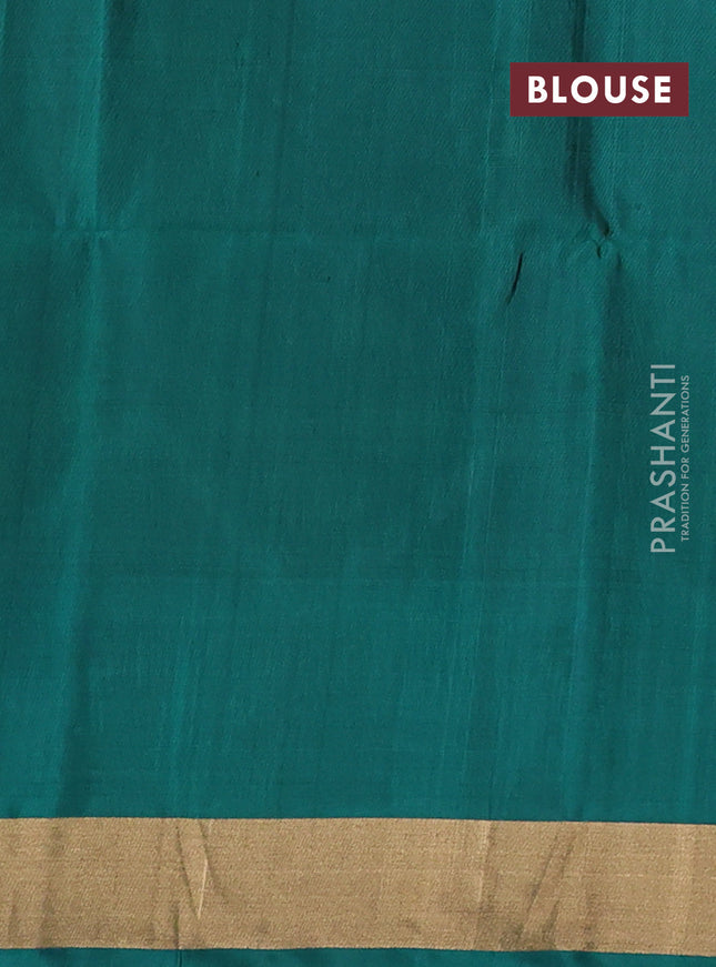 Ikat soft silk saree purple and teal green with allover ikat weaves and ikat style zari border