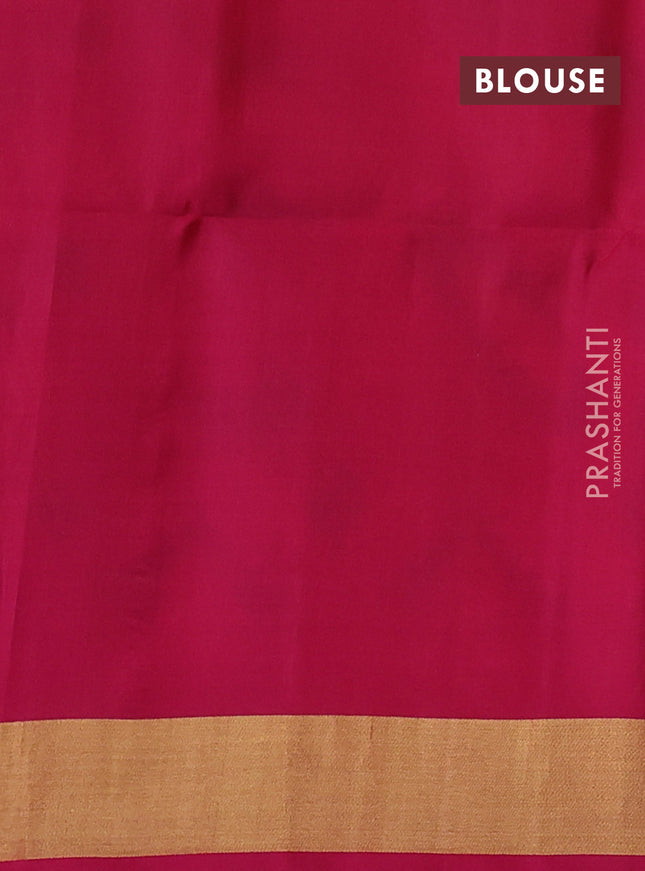 Ikat soft silk saree mehendi green and pink with allover ikat weaves and zari woven simple border