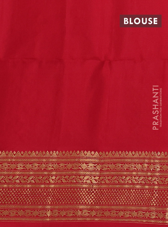 Ikat soft silk saree off white and red with allover ikat weaves and zari woven border