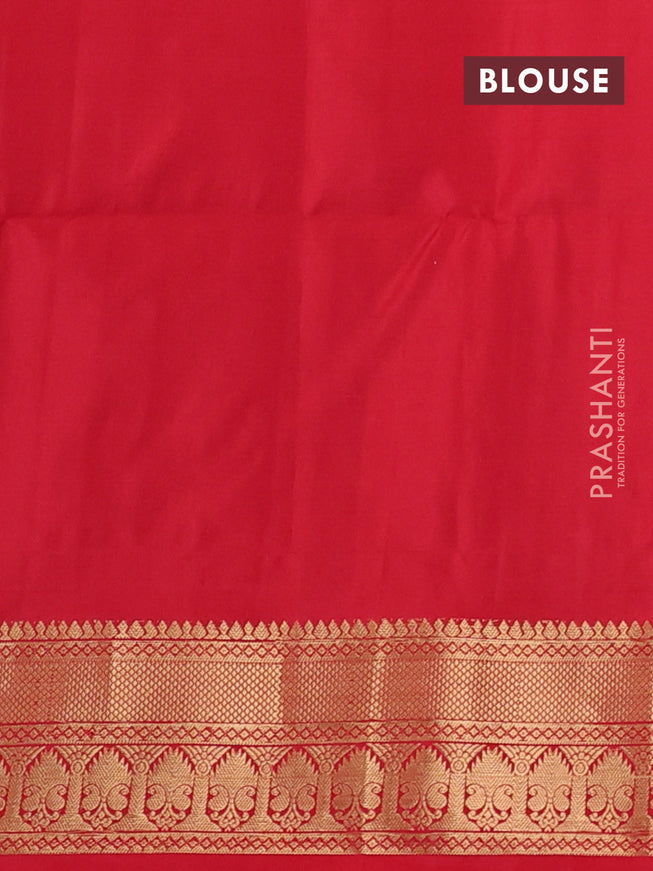 Ikat soft silk saree blue and red with allover ikat weaves and zari woven border