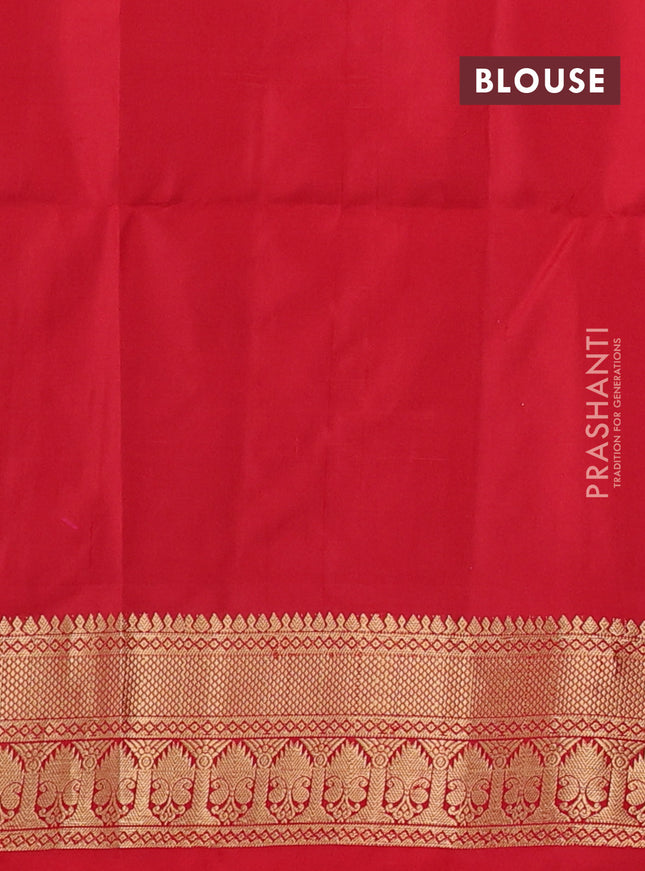 Ikat soft silk saree dark green and red with allover ikat weaves and zari woven border