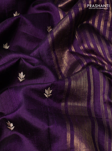 Pure raw silk saree violet and pink with embroidery buttas and embroidery butta zari border