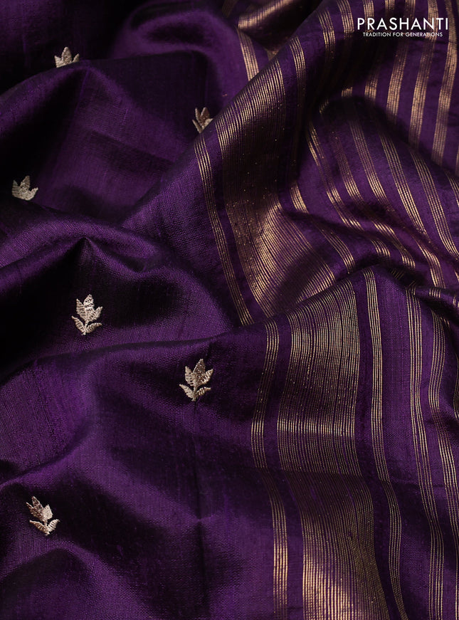 Pure raw silk saree violet and pink with embroidery buttas and embroidery butta zari border