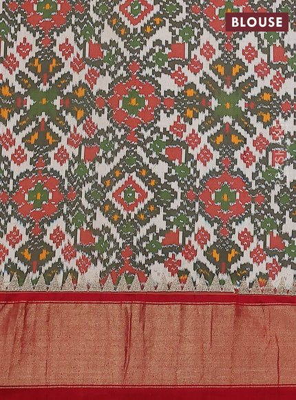 Pure raw silk saree red and cream with embroidery buttas and floral embroidery butta zari border