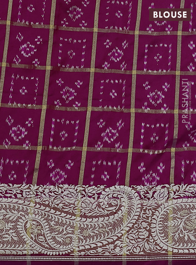 Pure raw silk saree magenta pink with embroidery buttas and paisley embroidery border