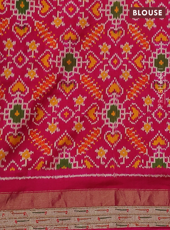 Pure raw silk saree pink with allover zari woven stripe pattern and embroidery pallu & border