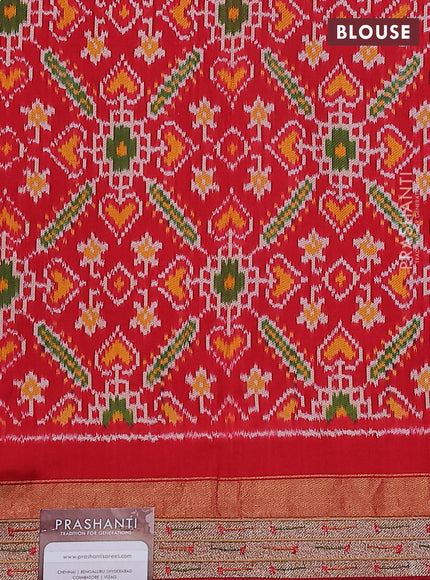 Pure raw silk saree red with allover zari woven stripe pattern and embroidery pallu & border