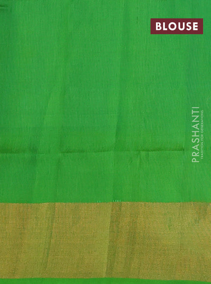 Pure uppada silk saree cs blue and green shade with silver & gold zari woven buttas and zari woven border