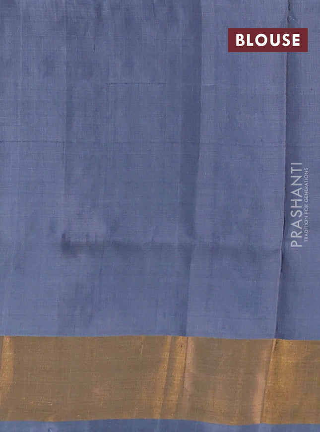 Pure uppada silk saree grey with silver & gold zari woven buttas and zari woven border