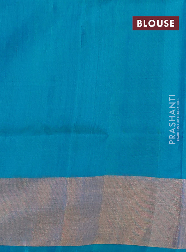 Pure uppada silk saree light blue with silver & gold zari woven buttas and zari woven border