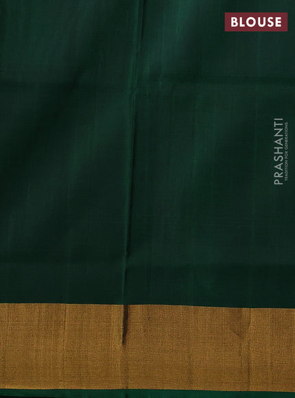 Pure uppada silk saree grey and green with silver & gold zari woven buttas and zari woven border