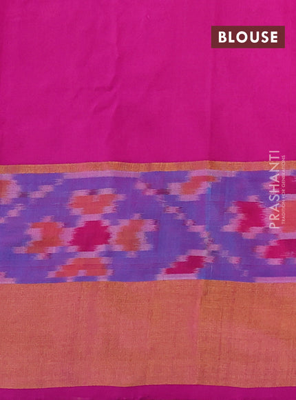 Pure uppada silk saree dual shade of pink and dual shade of cs blue with zari woven tilak buttas and zari woven ikat style border