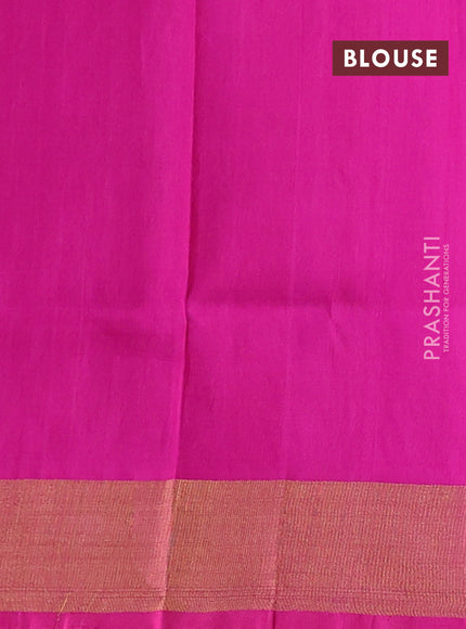 Pure uppada silk saree dual shade of bluish green with allover silver & gold zari weaves and zari woven border