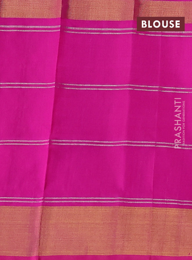 Pure uppada silk saree purple and pink with allover silver & gold zari weaves and long zari woven border