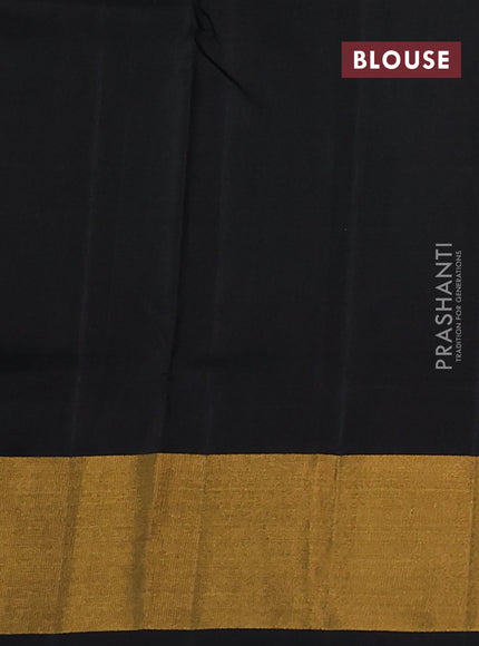 Pure uppada silk saree green and black with silver & gold zari woven buttas and zari woven border