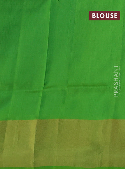 Pure uppada silk saree cs blue and light green with silver & gold zari woven buttas and zari woven border